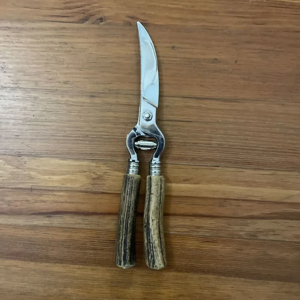 Vintage Kirk’s Germany Stag Handle Poultry Shears Antler Game Scissors MCM